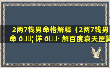 2两7钱男命格解释（2两7钱男命 🐦 详 🕷 解百度袁天罡算）